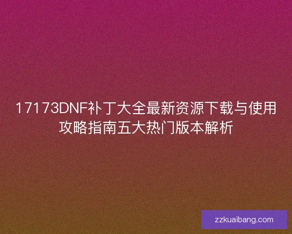 17173DNF补丁大全最新资源下载与使用攻略指南五大热门版本解析